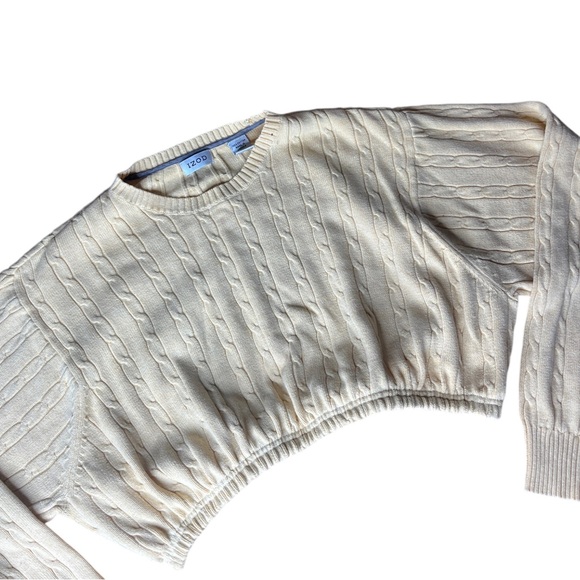 Vintage Izod Reworked Custom Yellow Cropped Crewneck Knit Sweater - Picture 4 of 4